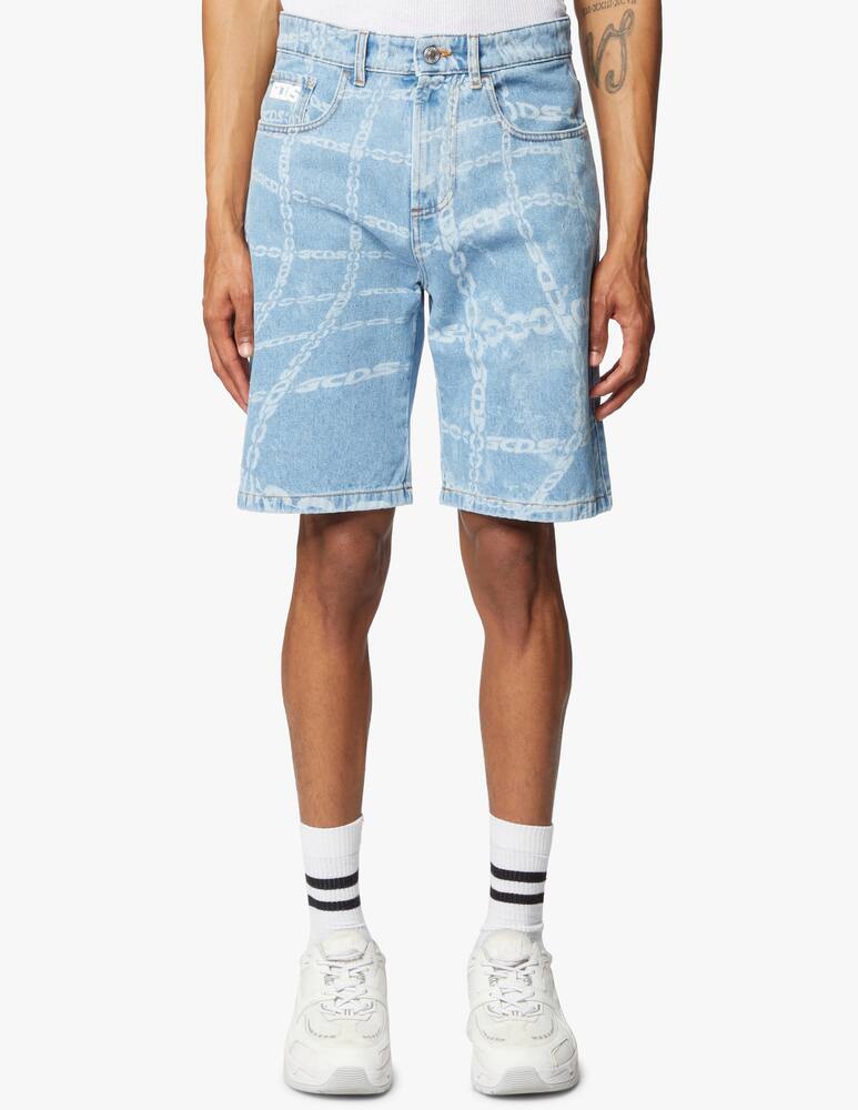 rinascente GCDS Blurred chain denim shorts - light blue