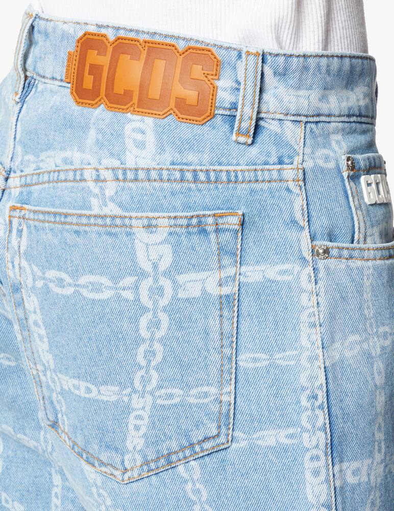 rinascente GCDS Blurred chain denim shorts - light blue