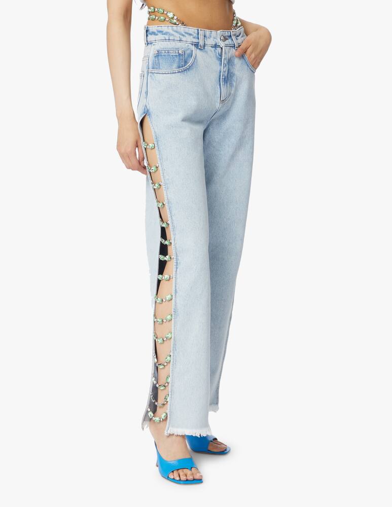 rinascente GCDS Crystal  high rise jeans - light blue