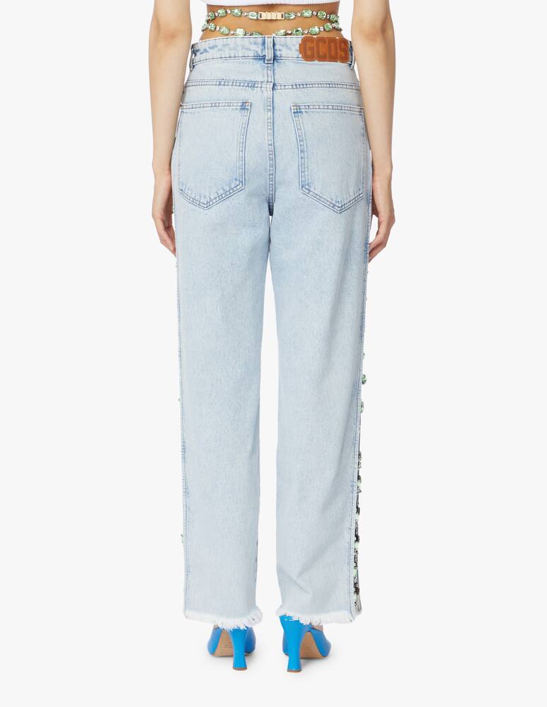 rinascente GCDS Crystal  high rise jeans - light blue
