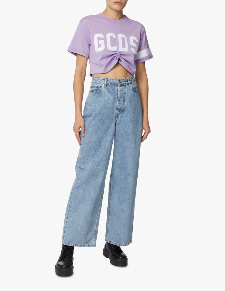 rinascente GCDS Cotton cropped top - lilac
