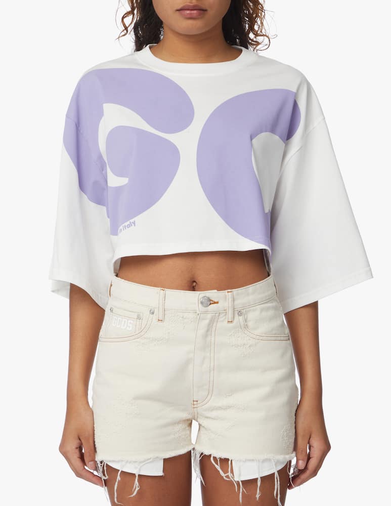 rinascente GCDS Cropped cotton t-shirt - white