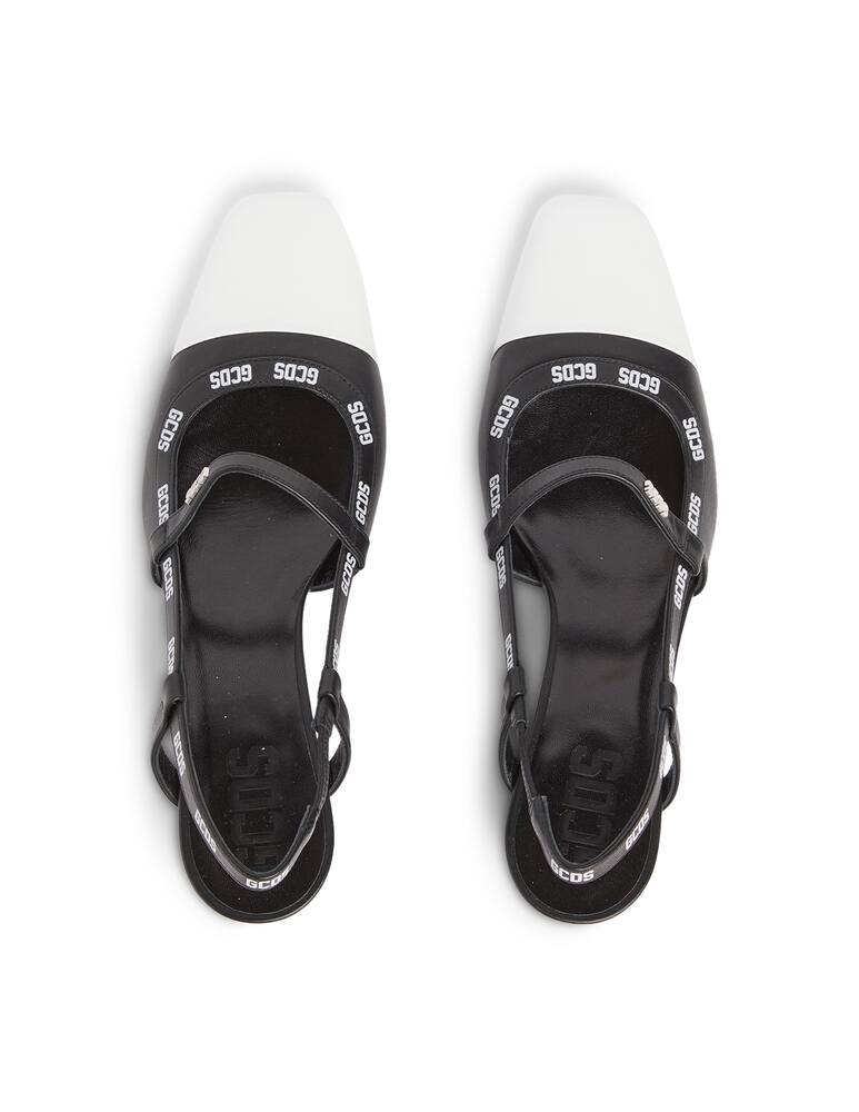 rinascente GCDS Leather slingback with logo - black