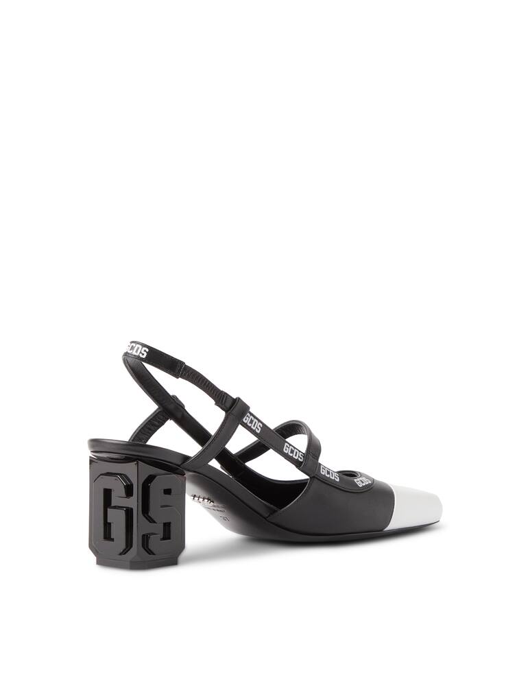 rinascente GCDS Leather slingback with logo - black