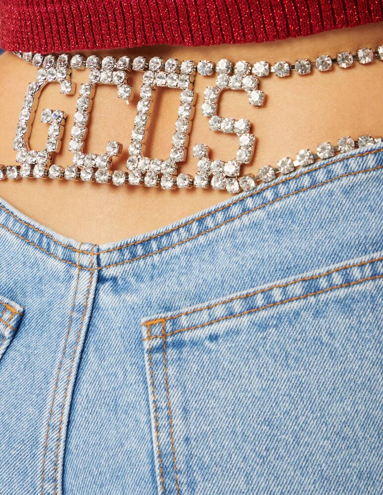 rinascente GCDS Straight jeans with crystal logo - Light blue