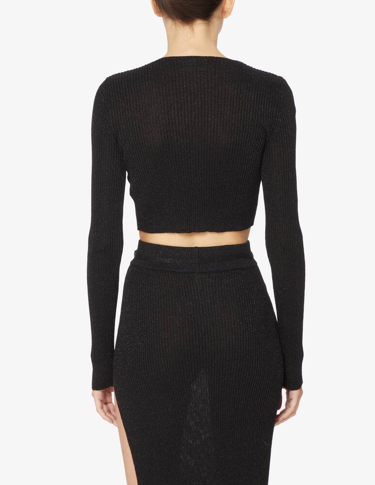 rinascente GCDS Long sleeved crop top with logo - Black