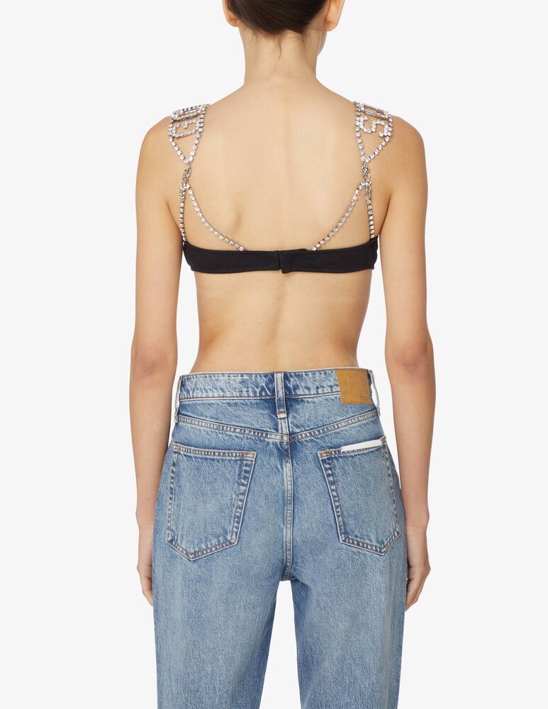 rinascente GCDS Top con spalline con logo in cristallo - Nero