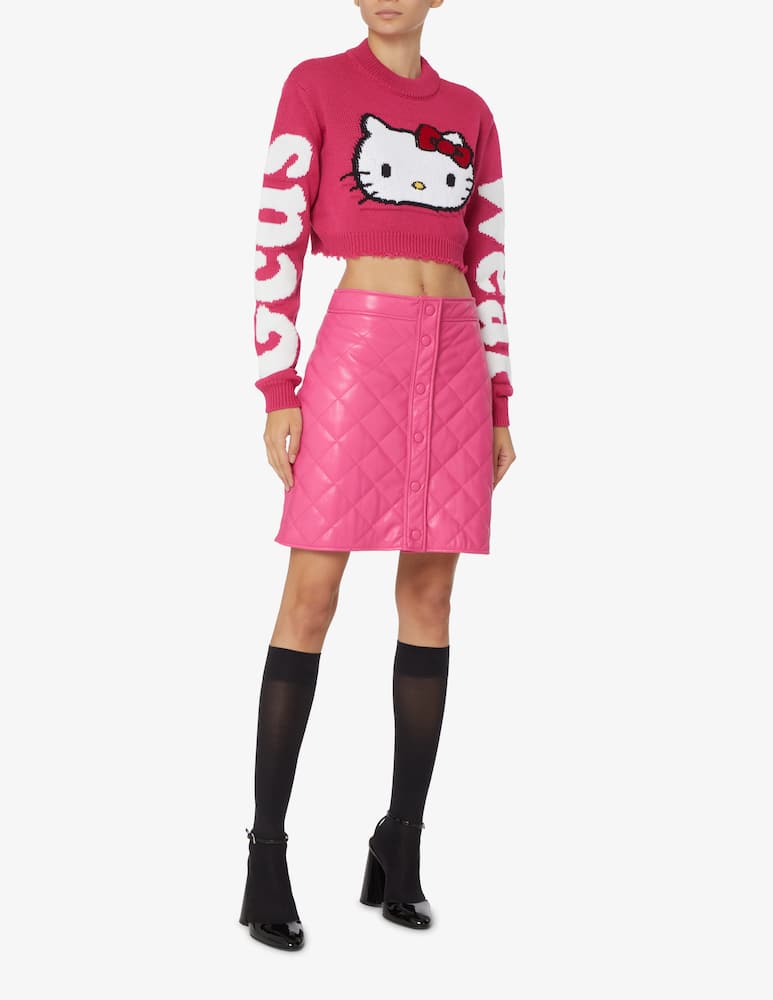 rinascente GCDS Maglia crop girocollo in misto lana Hellokitty - Rosa