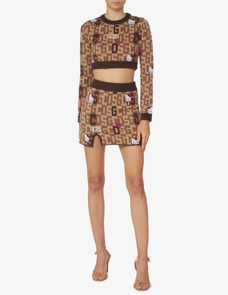 rinascente GCDS Maglia crop girocollo in misto lana Hellokitty - Beige