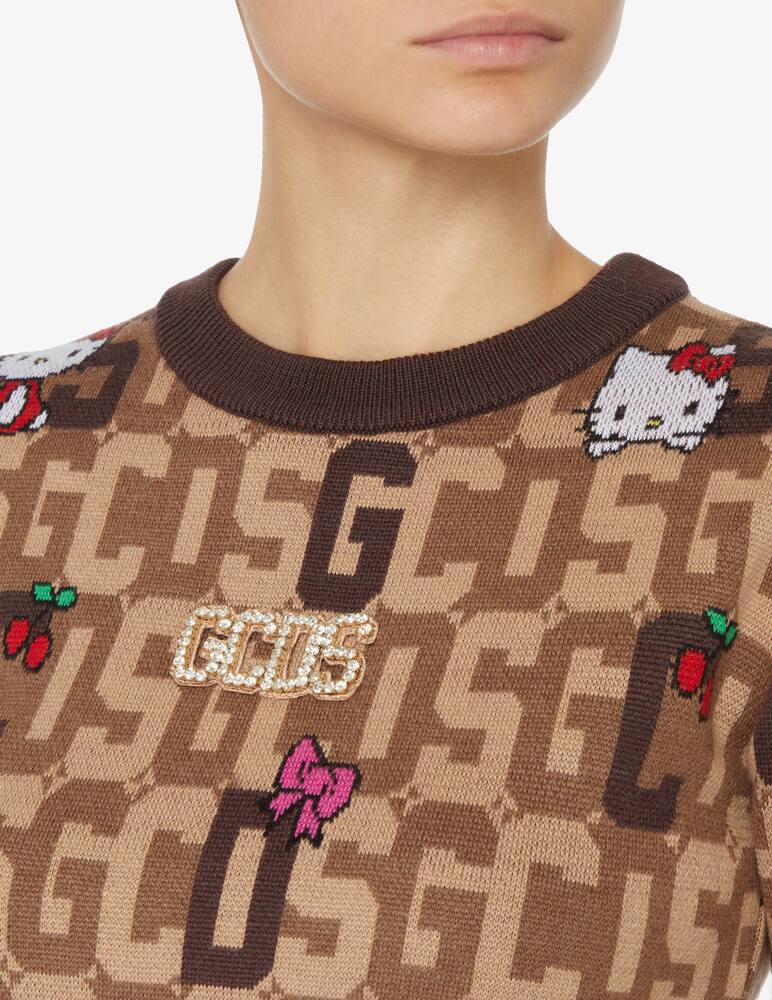 rinascente GCDS Maglia crop girocollo in misto lana Hellokitty - Beige