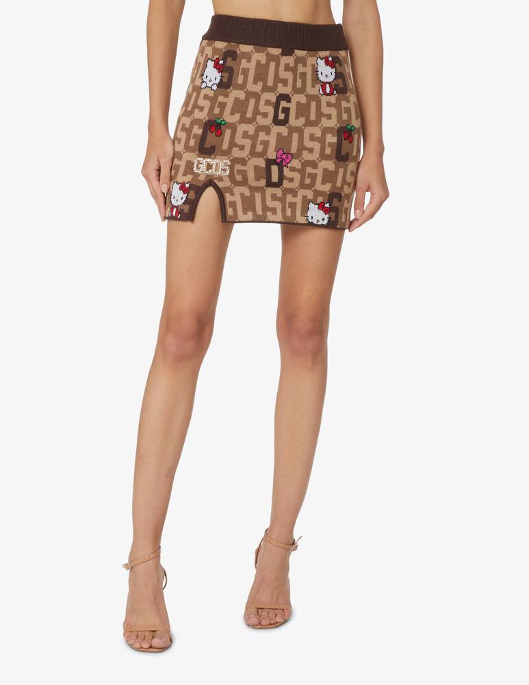 rinascente GCDS Gonna mini in lana con monogram Hellokitty - Beige
