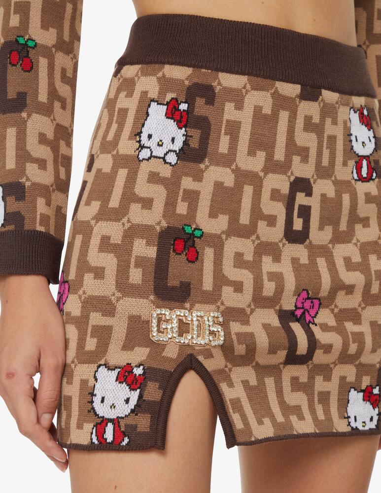 rinascente GCDS Gonna mini in lana con monogram Hellokitty - Beige
