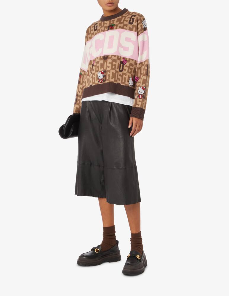 rinascente GCDS Hellokitty wool blend crop crewneck sweater - Brown