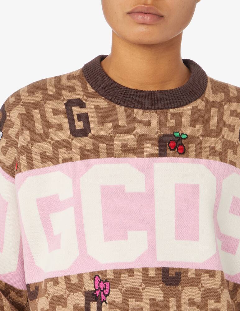 rinascente GCDS Hellokitty wool blend crop crewneck sweater - Brown