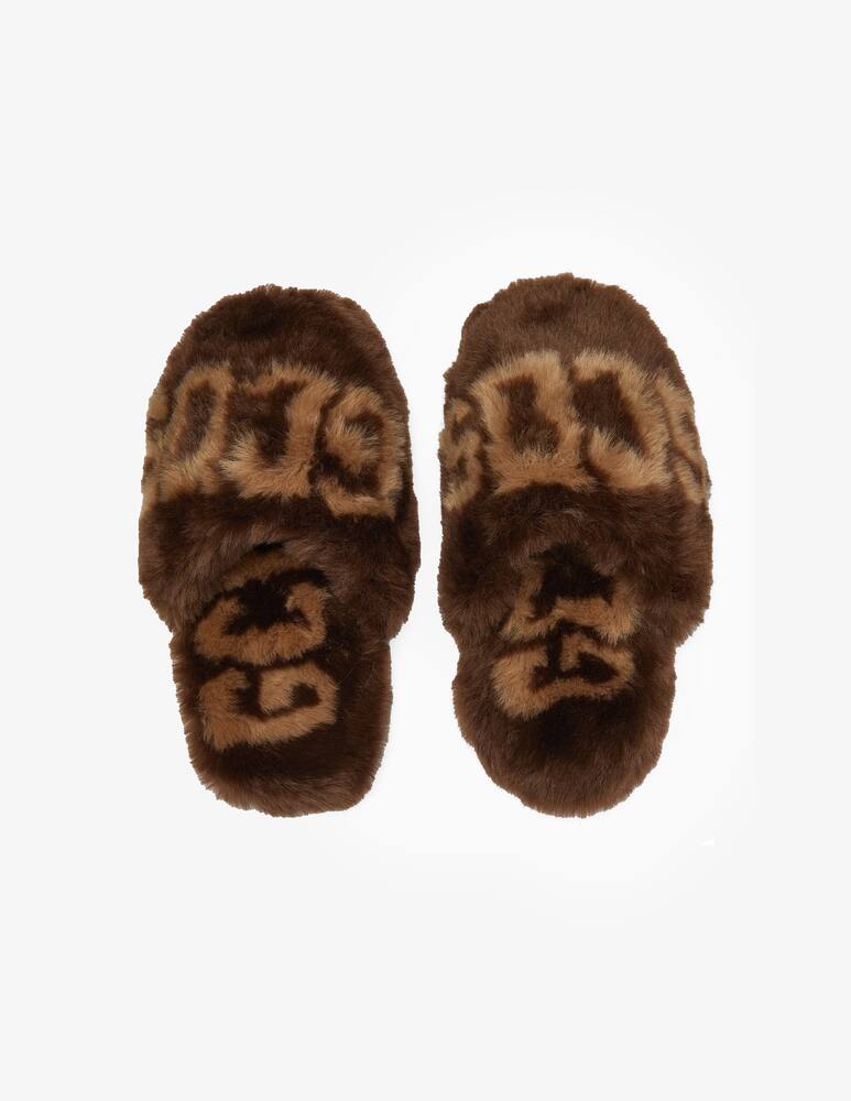 rinascente GCDS Plush slipers with logo - Brown
