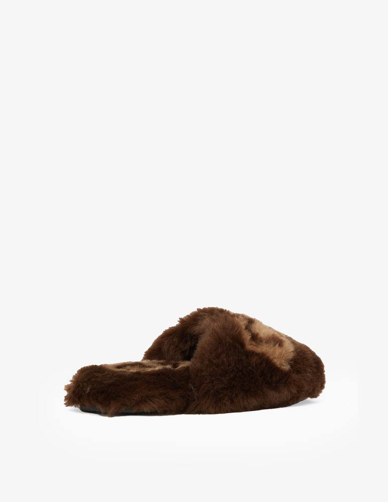 rinascente GCDS Plush slipers with logo - Brown