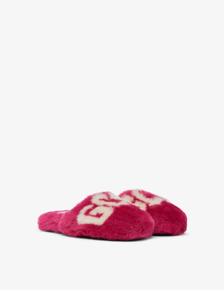 rinascente GCDS Mule peluche logo - Rosa