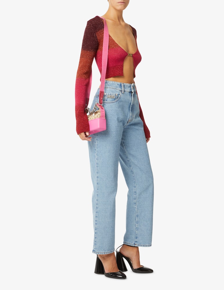 rinascente GCDS Long sleeved crop top with logo - Red