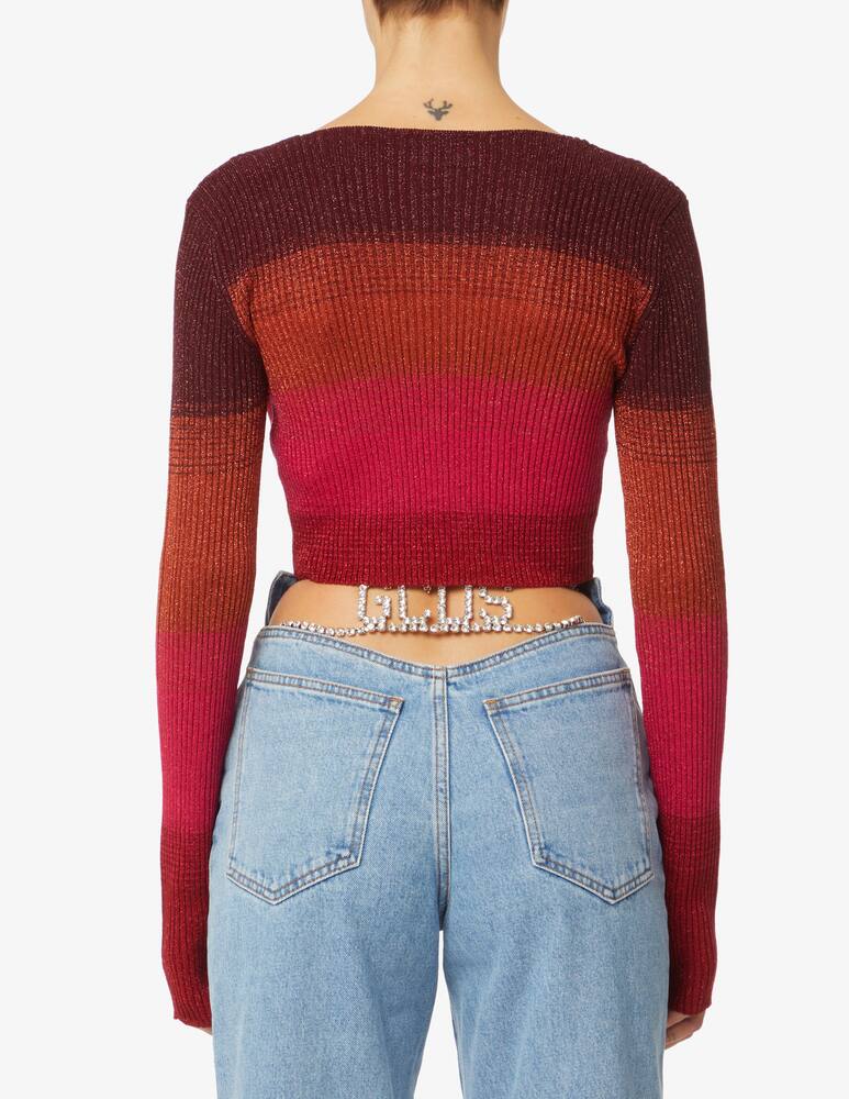 rinascente GCDS Long sleeved crop top with logo - Red