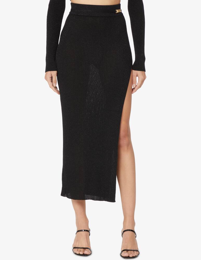rinascente GCDS Gonna midi in lurex con spacco - Nero