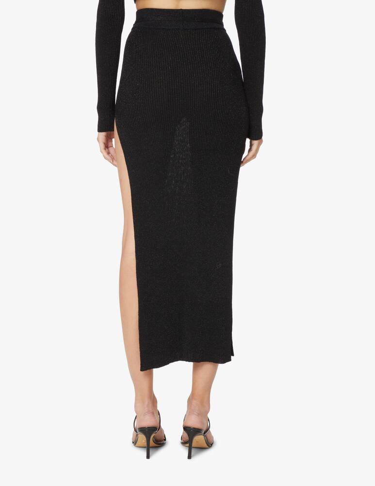 rinascente GCDS Gonna midi in lurex con spacco - Nero