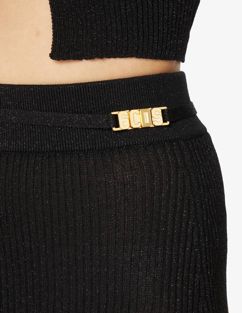 rinascente GCDS Gonna midi in lurex con spacco - Nero