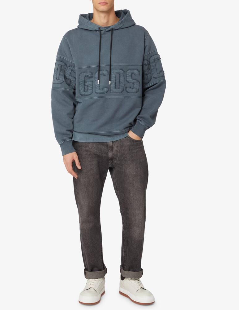 rinascente GCDS Overdyed band logo regular hoodie - Grey