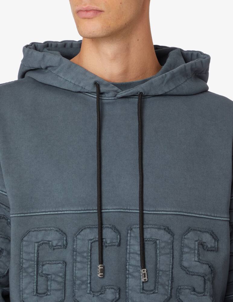 rinascente GCDS Overdyed band logo regular hoodie - Grey