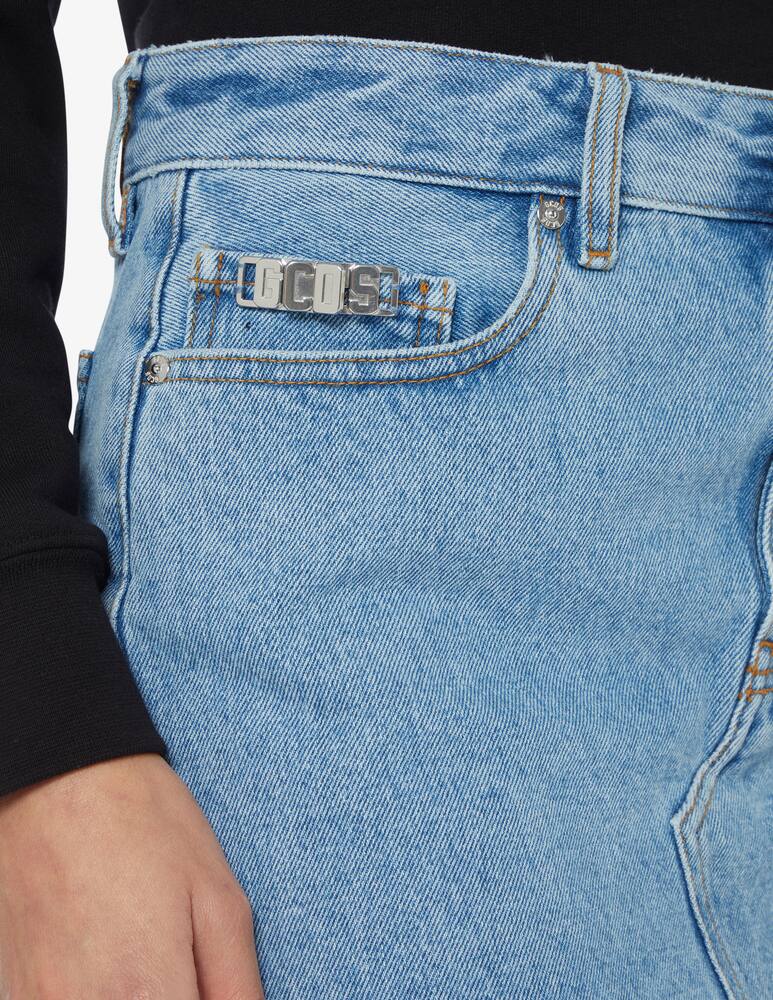 GCDS Denim skirt logo with crystal - picture 4