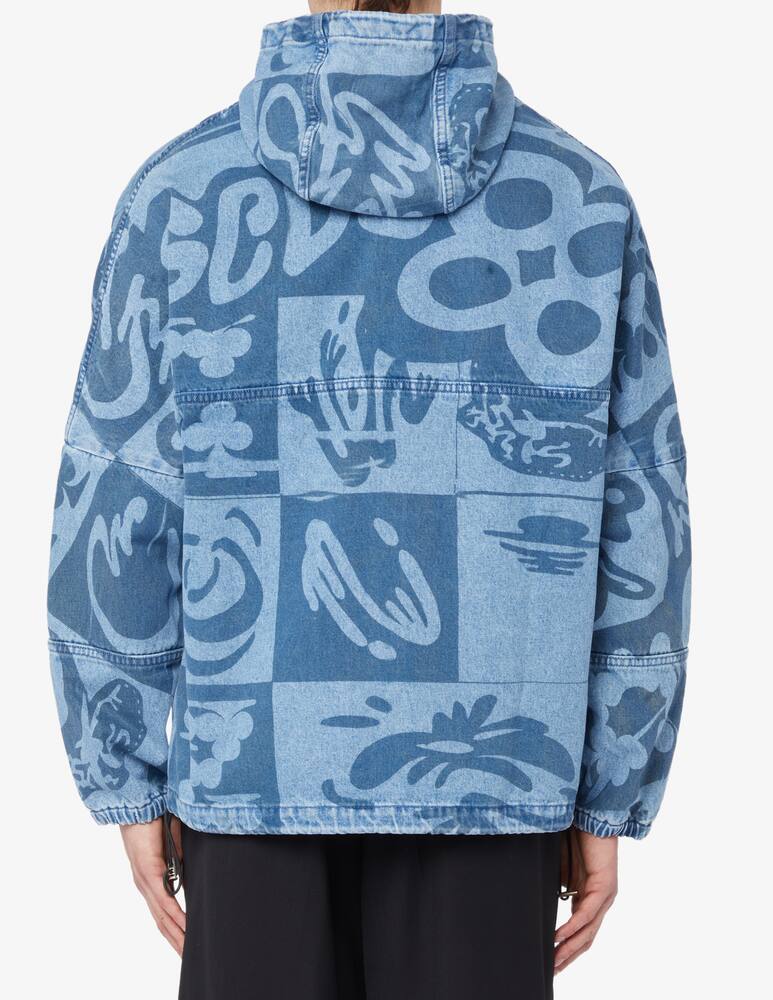 rinascente GCDS Giacca checkboard in denim con cappuccio monogram 