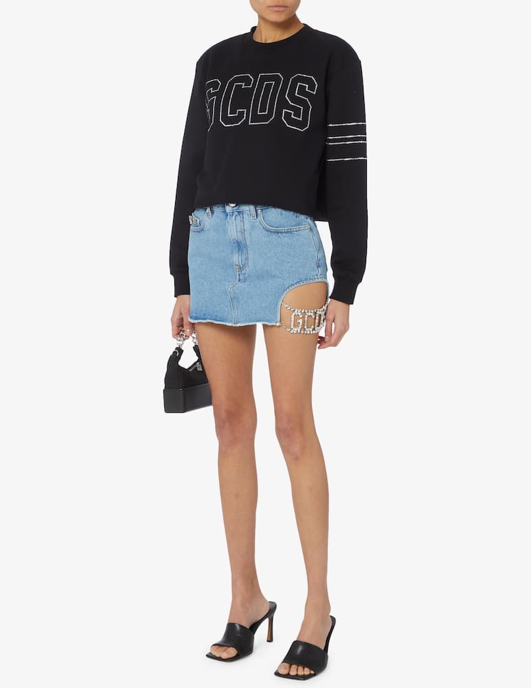 rinascente GCDS Crystal logo crop neck sweatshirt
