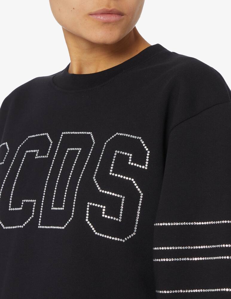 rinascente GCDS Crystal logo crop neck sweatshirt