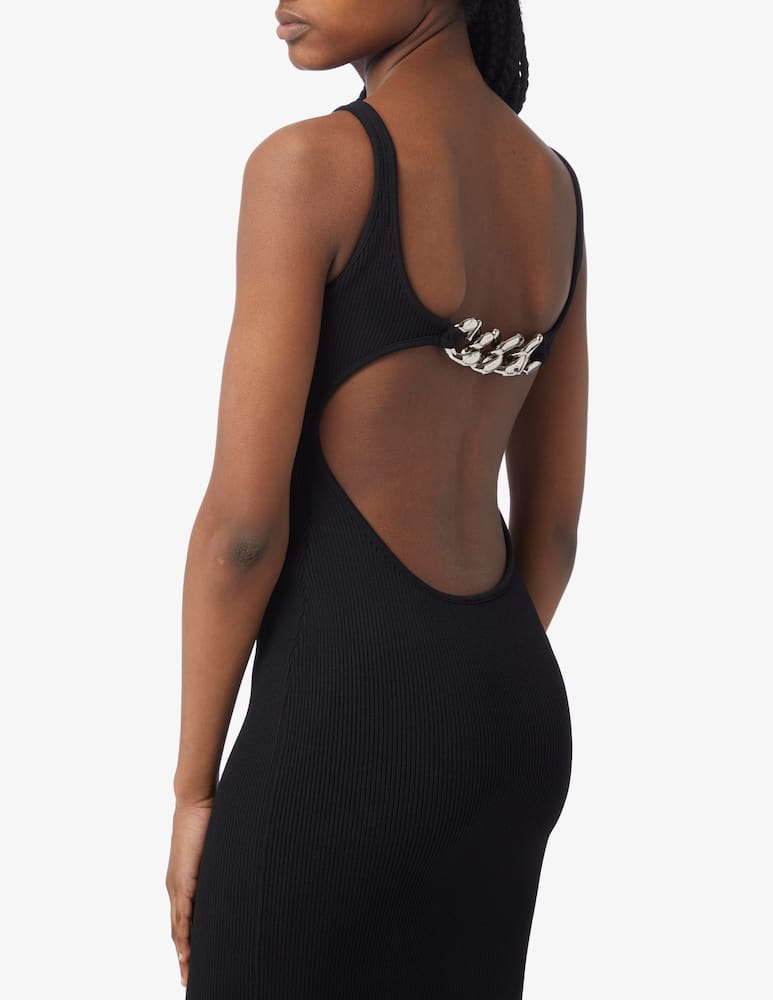 rinascente GCDS Tank ribbed midi dress with chain