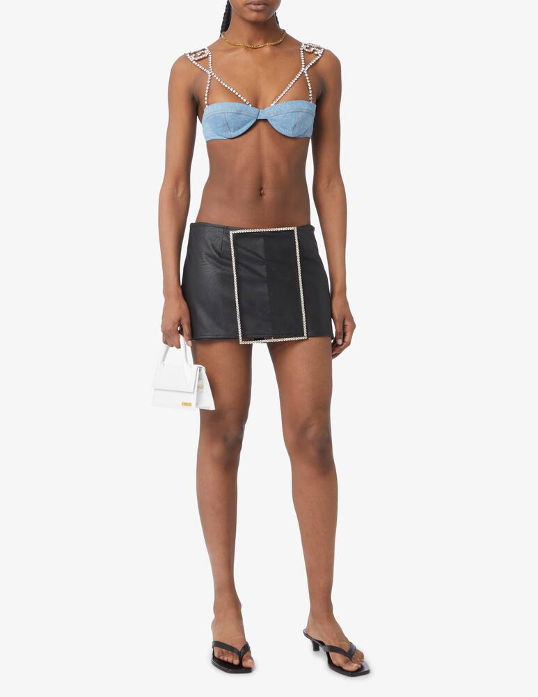 rinascente GCDS Crystal logo shoulder denim top