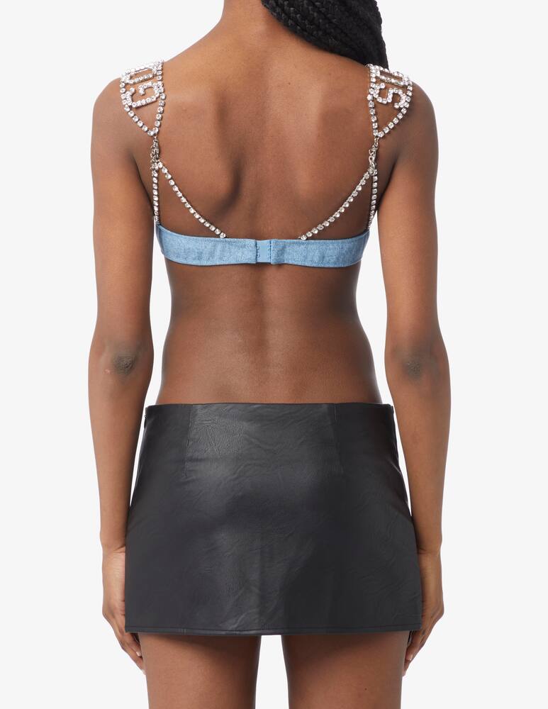 rinascente GCDS Crystal logo shoulder denim top