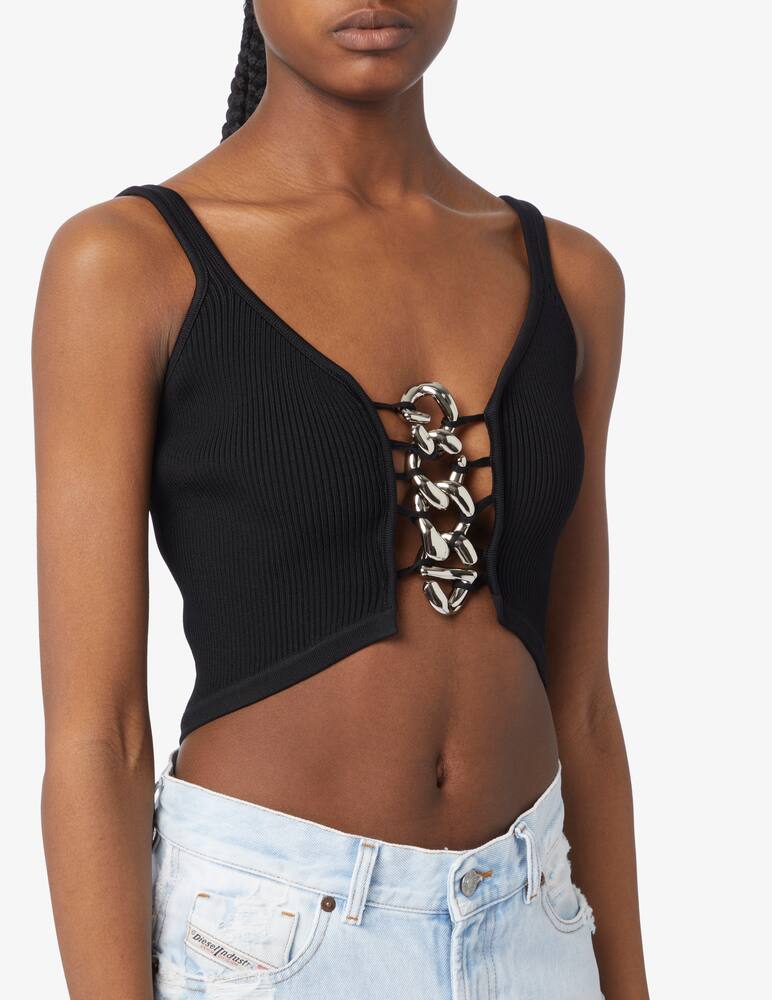 rinascente GCDS Tank ribbed crop top chain