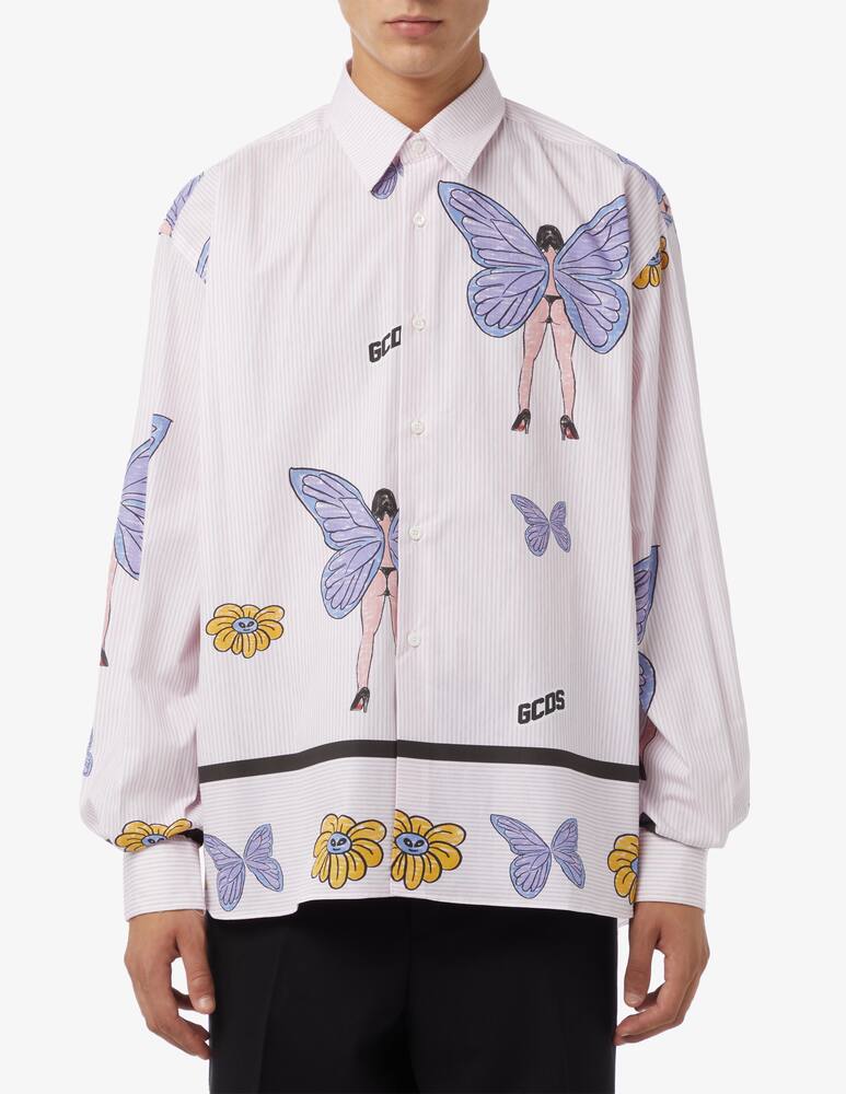 GCDS Camicia righe stampa butterfly - immagine 1 GCDS Camicia righe stampa butterfly - immagine 1