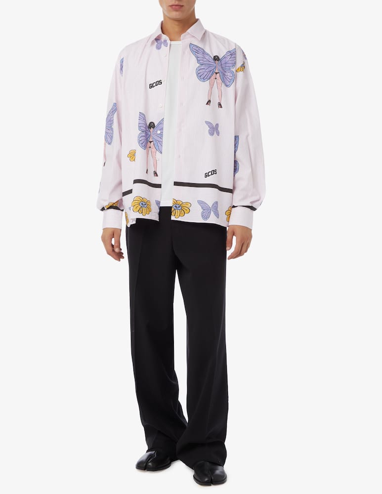 rinascente GCDS Camicia righe stampa butterfly