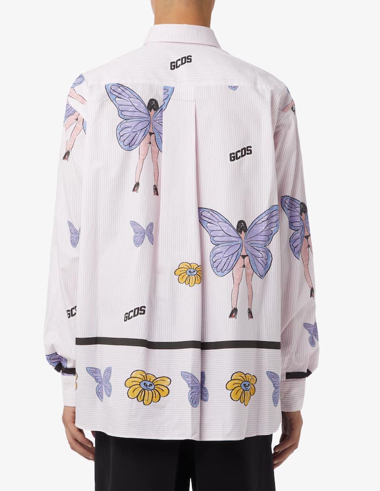 rinascente GCDS Camicia righe stampa butterfly