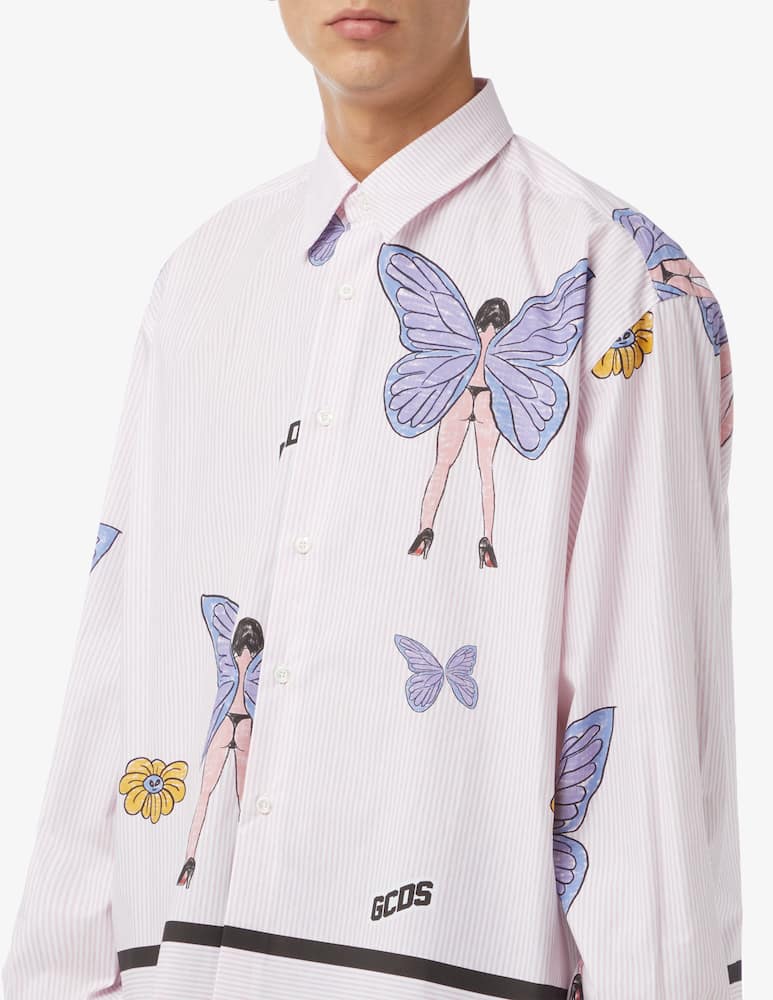 rinascente GCDS Camicia righe stampa butterfly
