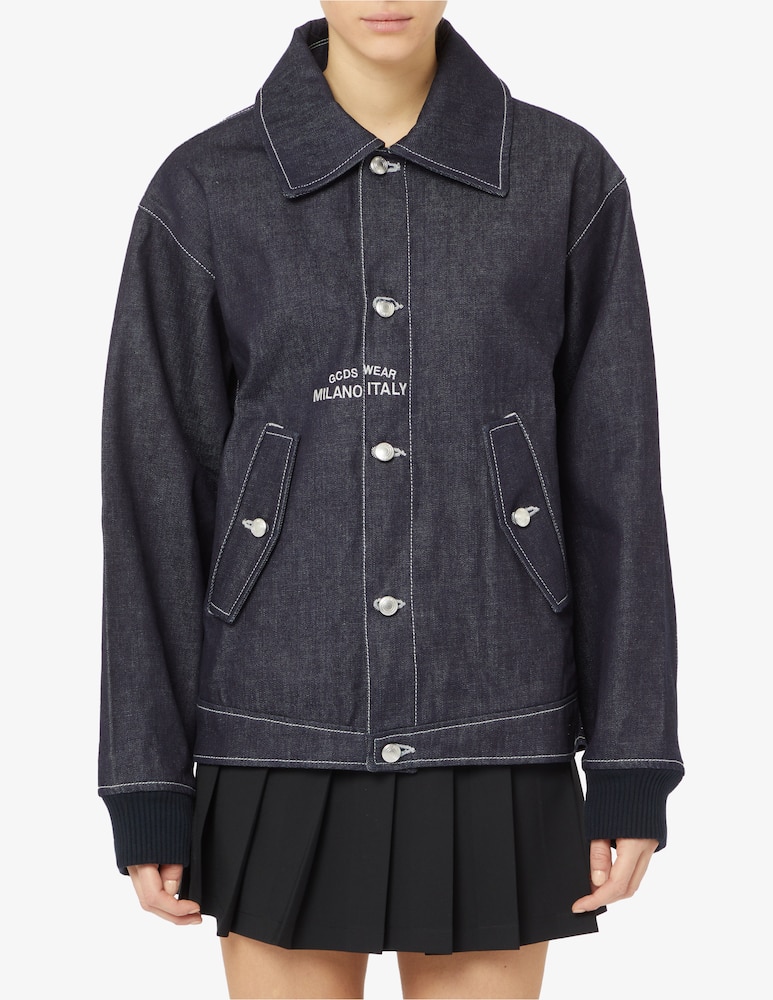 GCDS Bomber in denim grezzo con colletto - immagine 1