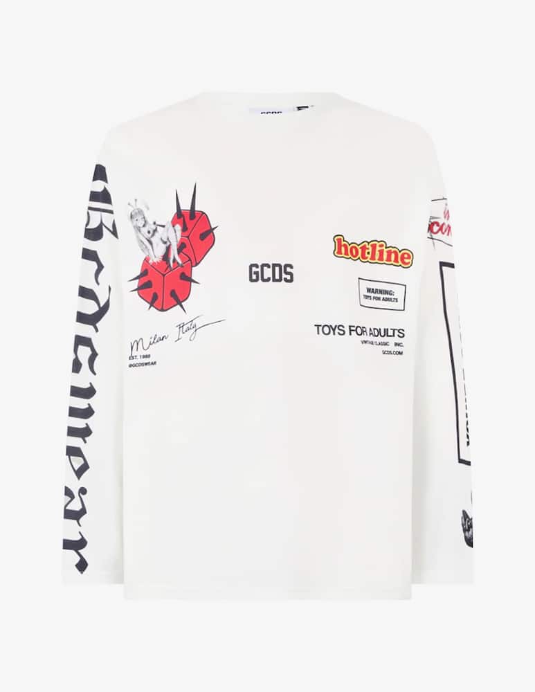 GCDS Maglietta maniche lunghe printed oversize - immagine 1