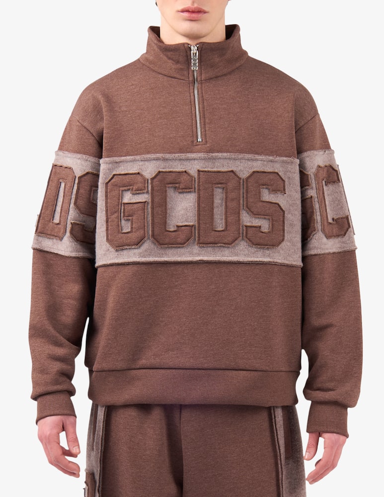 rinascente GCDS Logo patched half-zip jumper