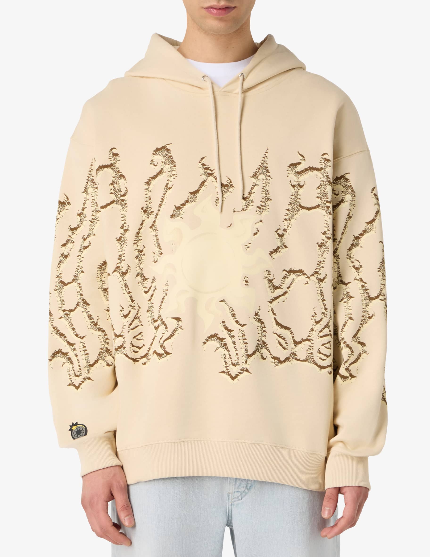 Felpa Con Cappuccio Uomo Tribal T-Shirts - Funghi Magici - Cotone Morbido