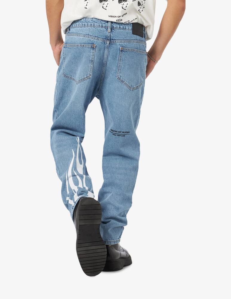 rinascente Vision of Super Jeans con fiamme e logo