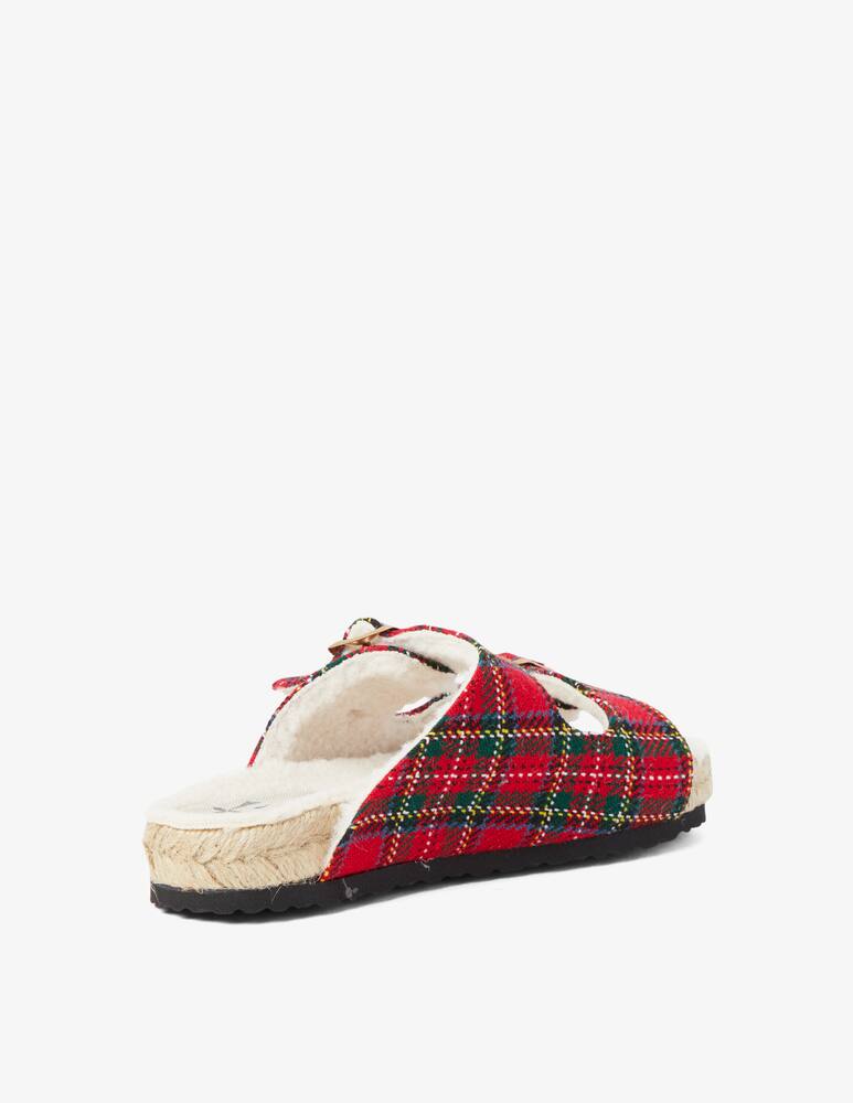 rinascente Manebì Mule tartan fur buckle - Red