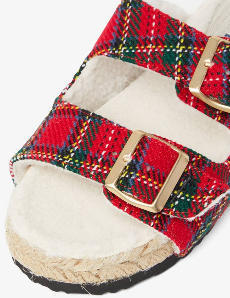 rinascente Manebì Mule tartan fur buckle - Red
