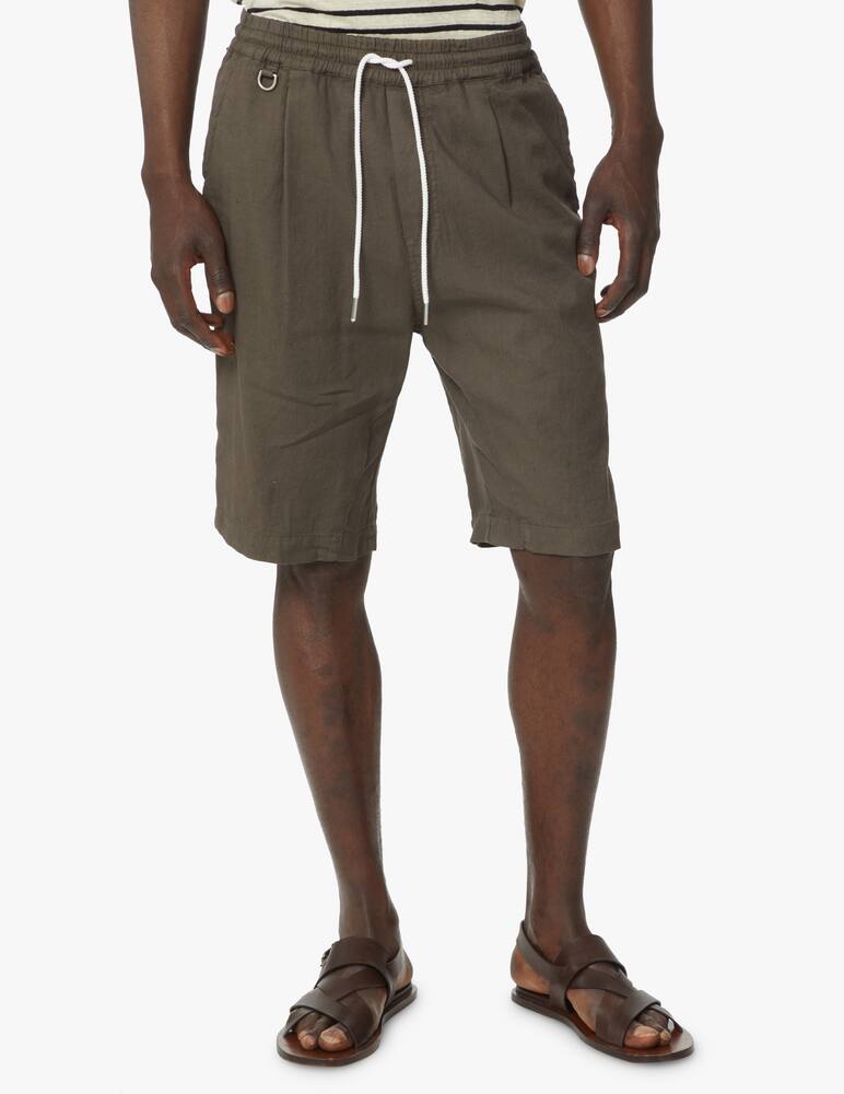 rinascente Paolo Pecora Linen elasticized short - brown