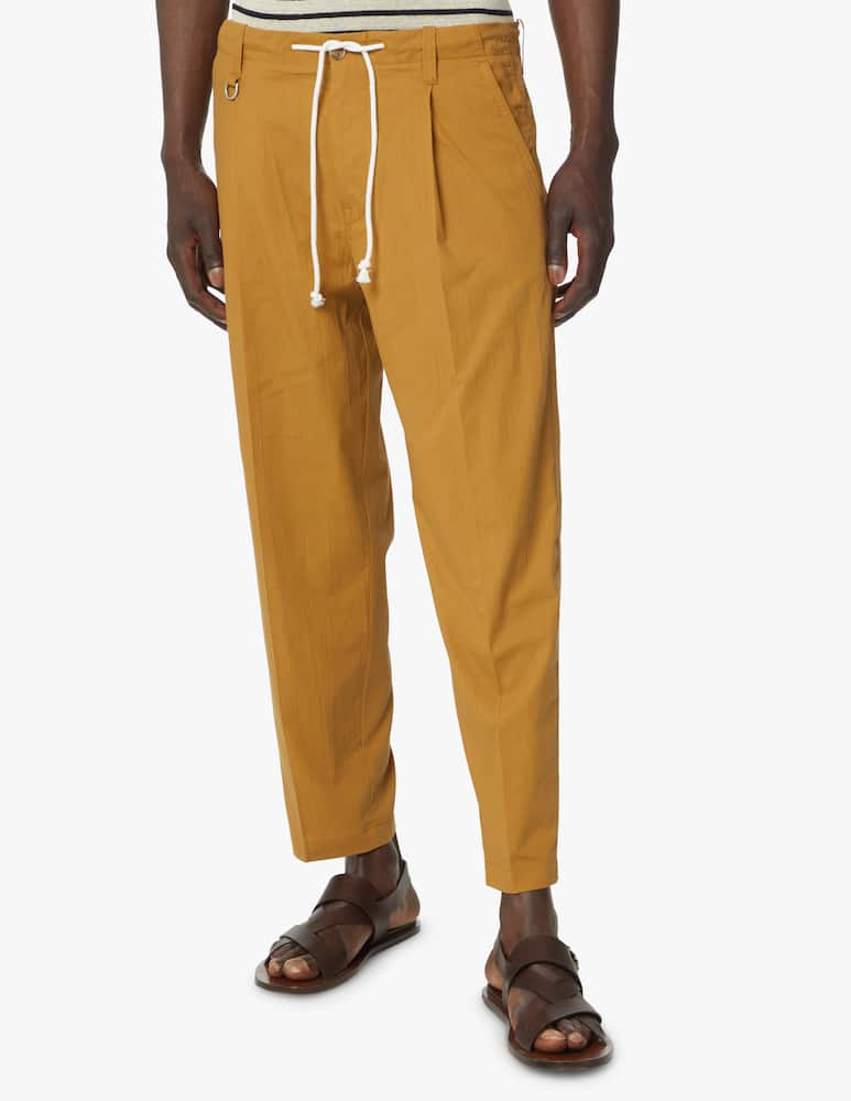 rinascente Paolo Pecora Pantalone coulisse in lino - marrone