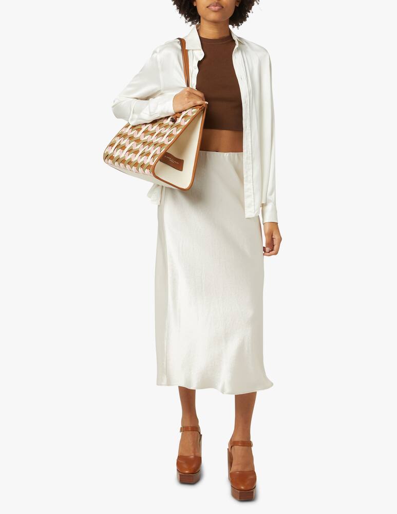 rinascente Marcella Club Marcella leather and fabric woven tote bag - brown